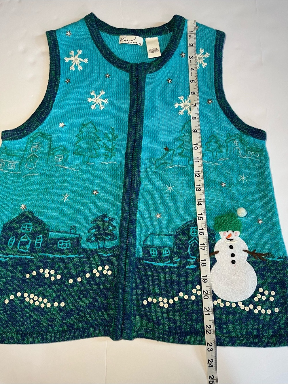 Vintage GrandmaCore Snowman Retro Knit Sweater Vest Womens Large~Kitschy - Picture 8 of 9